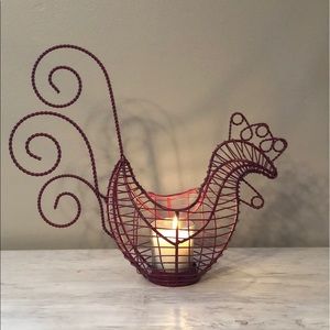 Red Wire Rooster Votive Candle Holder